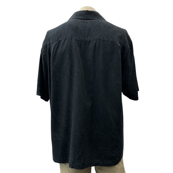 Vintage Jamaica Jaxx Silk Aloha Island Button-Up Shirt Short Sleeve Black Mens L - Picture 2 of 10